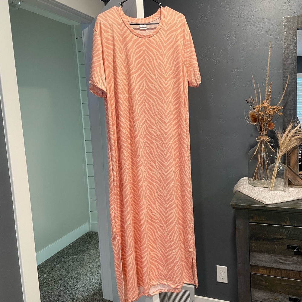 realessentials Peach Zebra Pattern Maxi Dress